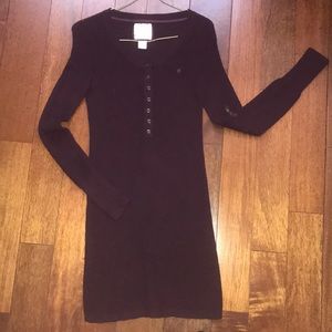 Maroon Long Sleeve Sweater Dress